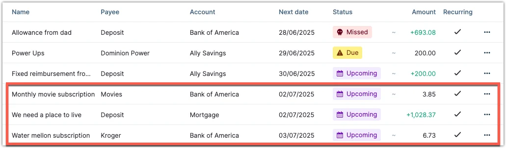 Change upcoming length