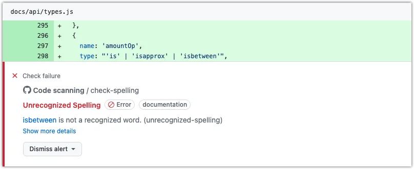 Image of spelling bot error